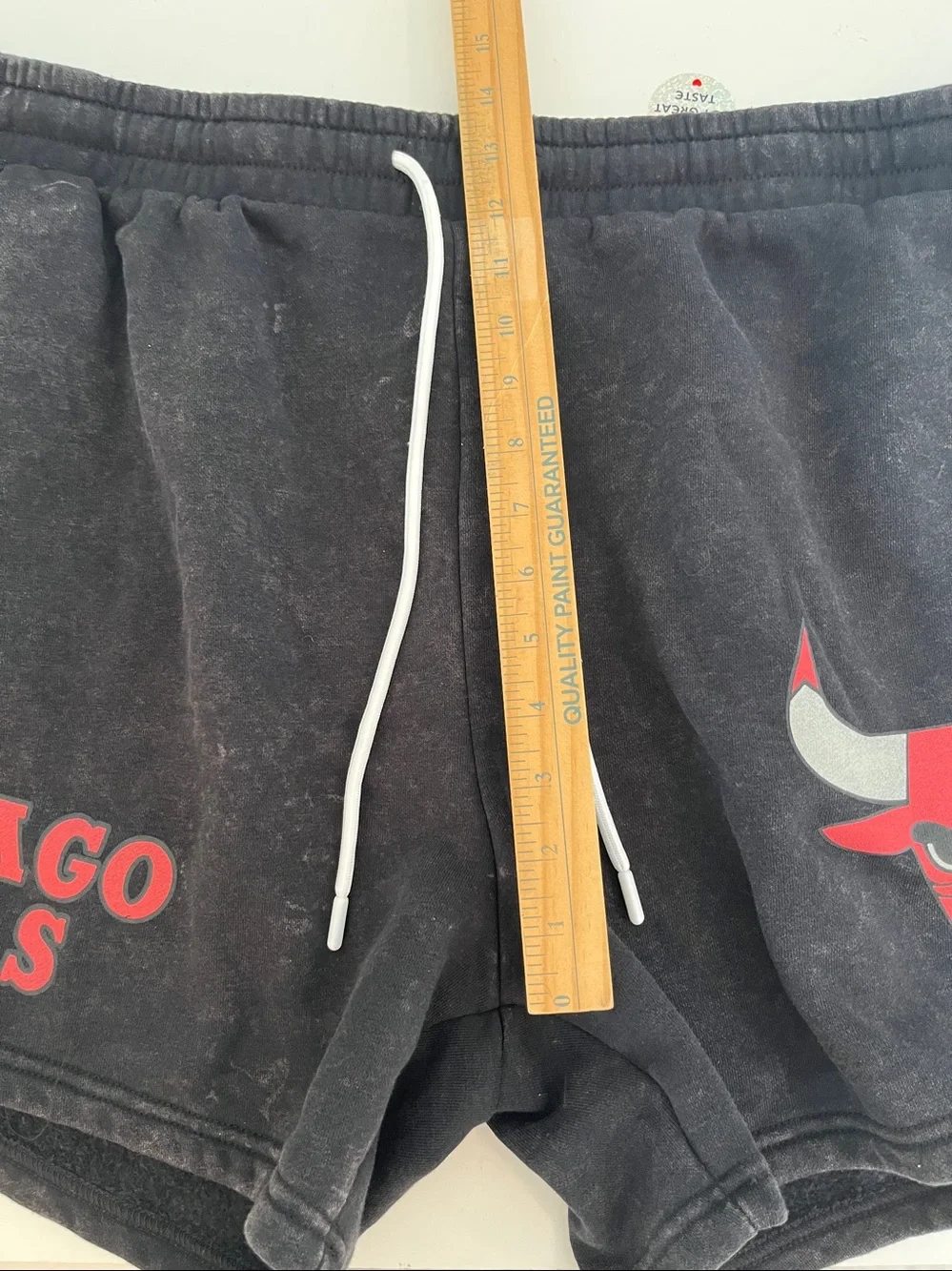 NBA, Big Men's Graphic Fleece Shorts, Chicago Bulls, Size 2X Black Mineral Wash